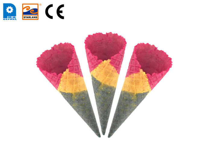 Ice Cream Cone Multicolor Wafer Cones 150mm Lenth With 26 ° Angle