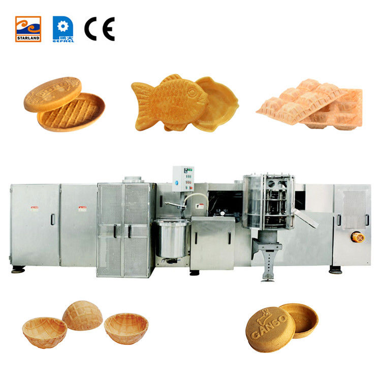 Fully Automatic 28 Molds 3 Cavities Waffle Roll Machine 145mm Long Cone