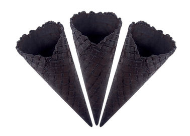 Ice Cream Black Charcoal Color Sugar Cones With 23 Degree Angle