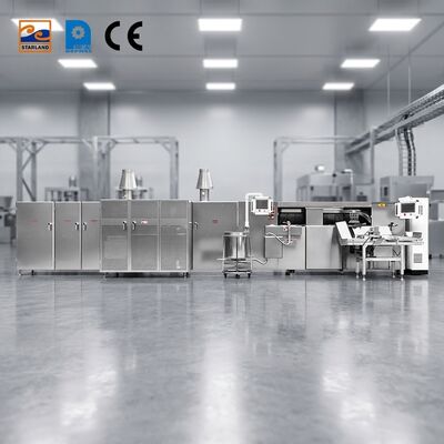 Stainless Steel Egg Roll Production Line Automatic Waffle Roll Production Line Designed For Production Capacities 1800 Hour In Food Industry