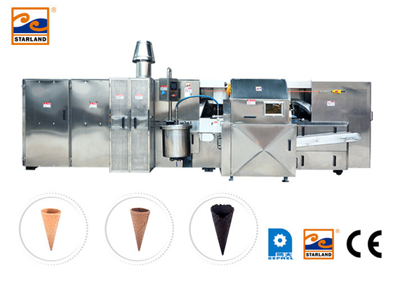 SS Automatic Sugar Cone Production Line 1.5KW 5 Meter Long Baking Pans Roll Waffle Baking Equipment